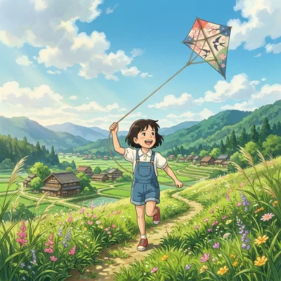 放风筝的小女孩