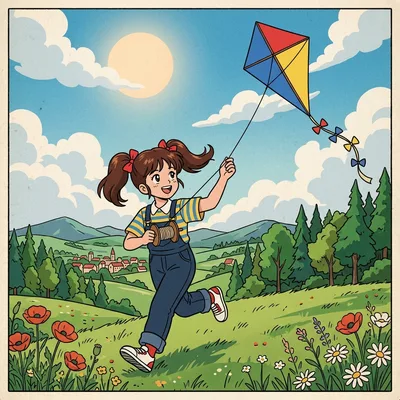 放风筝的小女孩