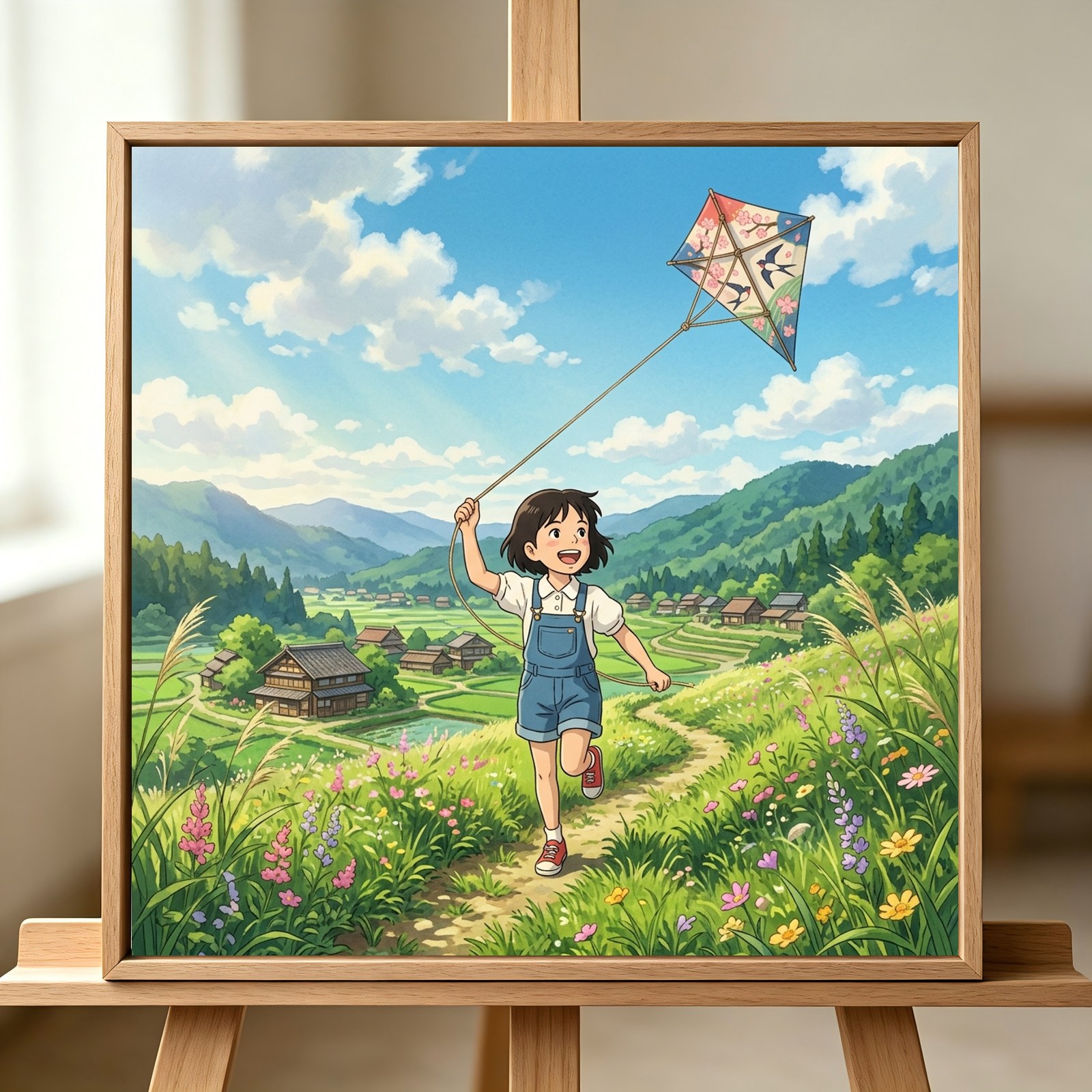 放风筝的小女孩