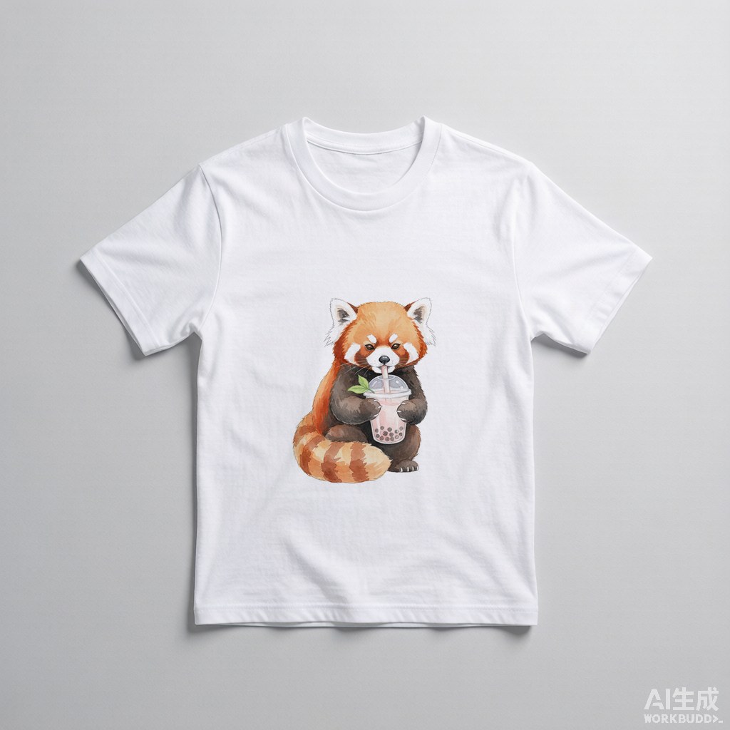 a red panda drinking bubble tea
